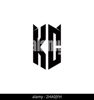 KC Logo monogram with shield shape designs template vector icon modern Stock Vector