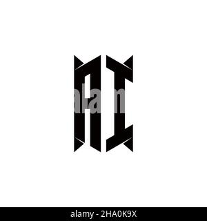 AI Logo monogram with shield shape designs template vector icon modern Stock Vector