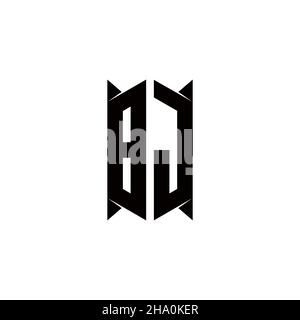 BJ Logo monogram with shield shape designs template vector icon modern Stock Vector
