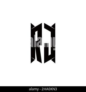 RJ Logo monogram with shield shape designs template vector icon modern Stock Vector
