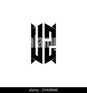 UZ Logo monogram with shield shape designs template vector icon modern Stock Vector