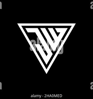 JW Logo monogram with tirangle shape isolated on black background geometric vector icon Stock Vector