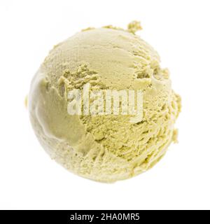 Ice, ice cream, Scoop, pistachio ice cream, green, sweetened, ball, Pistachio, single, eating, cold, sweet, sugar, background, isolated, white, option Stock Photo