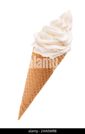 Ice cream cones, ice cream cone, soft serve ice cream, ice, Maschineneis, white, background, food, white, balls, ball, ice cream, ice balls, yellow, c Stock Photo