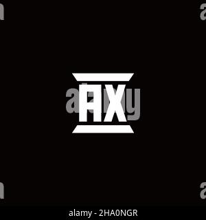 AX logo initial letter monogram with pillar shape design template isolated in black background Stock Vector