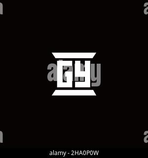 GY logo initial letter monogram with pillar shape design template isolated in black background Stock Vector