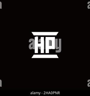 HP logo initial letter monogram with pillar shape design template isolated in black background Stock Vector