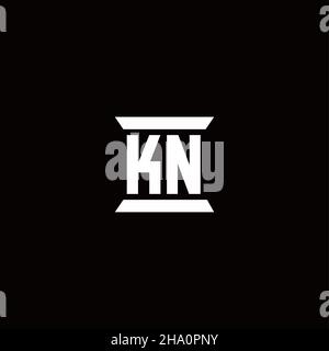 KN logo initial letter monogram with pillar shape design template isolated in black background Stock Vector