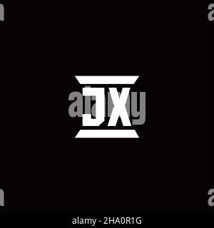 JX logo initial letter monogram with pillar shape design template isolated in black background Stock Vector