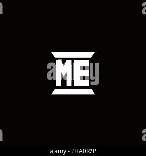 ME logo initial letter monogram with pillar shape design template isolated in black background Stock Vector
