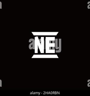 NE logo initial letter monogram with pillar shape design template isolated in black background Stock Vector
