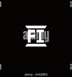 FI logo initial letter monogram with pillar shape design template isolated in black background Stock Vector