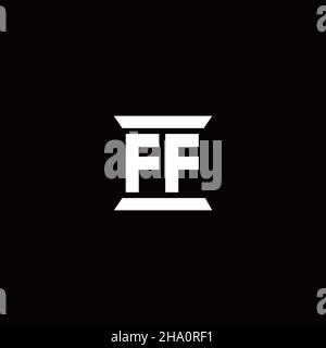 FF logo initial letter monogram with pillar shape design template isolated in black background Stock Vector
