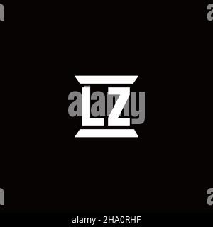 LZ logo initial letter monogram with pillar shape design template isolated in black background Stock Vector