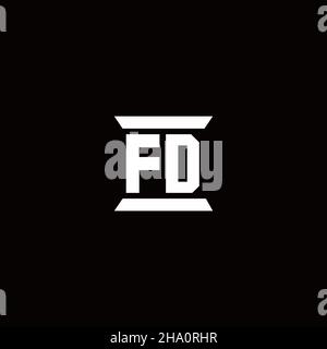 FD logo initial letter monogram with pillar shape design template isolated in black background Stock Vector