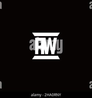 AW logo initial letter monogram with pillar shape design template isolated in black background Stock Vector