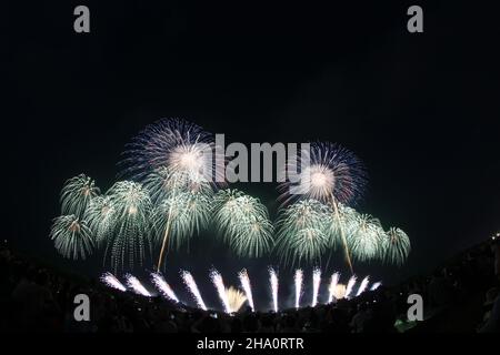 Akagawa Fireworks Festival in Japan Stock Photo