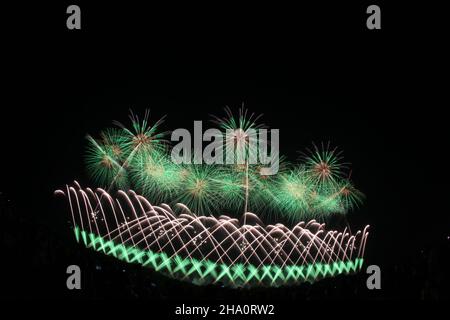 Akagawa Fireworks Festival in Japan Stock Photo