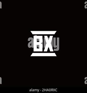 BX logo initial letter monogram with pillar shape design template isolated in black background Stock Vector
