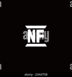 NF logo initial letter monogram with pillar shape design template isolated in black background Stock Vector
