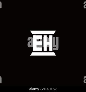 EH logo initial letter monogram with pillar shape design template isolated in black background Stock Vector