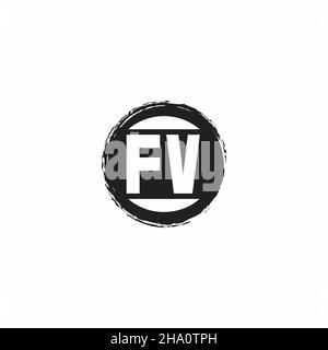 FV Logo Initial Letter Monogram with abstrac circle shape design template isolated in white background Stock Vector