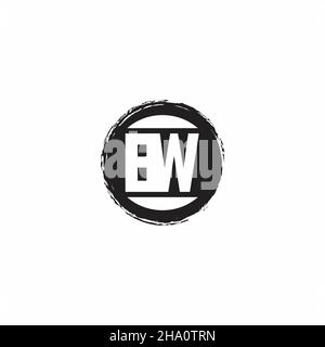 BW Logo Initial Letter Monogram with abstrac circle shape design template isolated in white background Stock Vector
