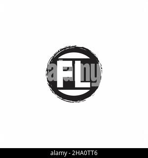 FL Logo Initial Letter Monogram with abstrac circle shape design template isolated in white background Stock Vector