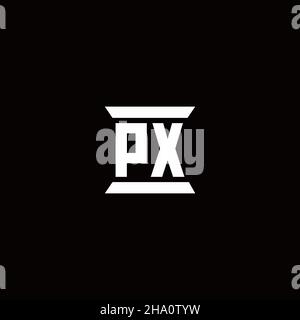 PX logo initial letter monogram with pillar shape design template isolated in black background Stock Vector
