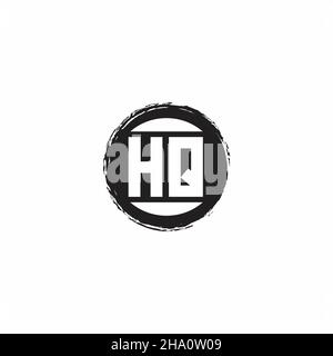 HQ Logo Initial Letter Monogram with abstrac circle shape design template isolated in white background Stock Vector