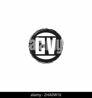 CV Logo Initial Letter Monogram with abstrac circle shape design template isolated in white background Stock Vector