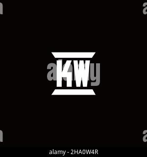 KW logo initial letter monogram with pillar shape design template isolated in black background Stock Vector