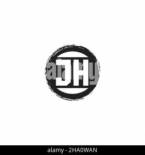 JH Logo Initial Letter Monogram with abstrac circle shape design template isolated in white background Stock Vector