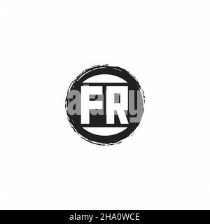 FR Logo Initial Letter Monogram with abstrac circle shape design template isolated in white background Stock Vector