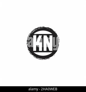 KN Logo Initial Letter Monogram with abstrac circle shape design template isolated in white background Stock Vector