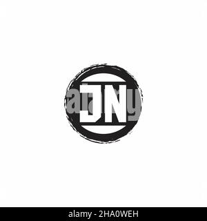 JN Logo Initial Letter Monogram with abstrac circle shape design template isolated in white background Stock Vector