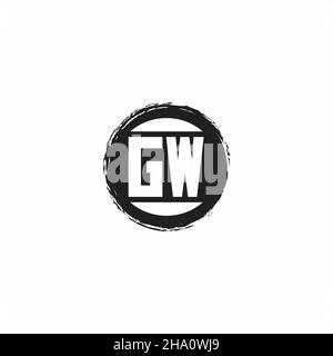 GW Logo Initial Letter Monogram with abstrac circle shape design template isolated in white background Stock Vector