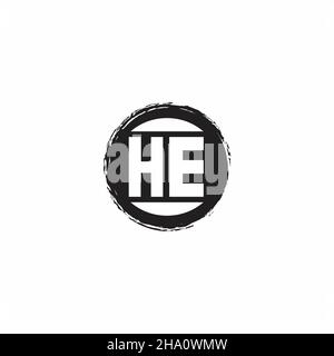 HE Logo Initial Letter Monogram with abstrac circle shape design template isolated in white background Stock Vector