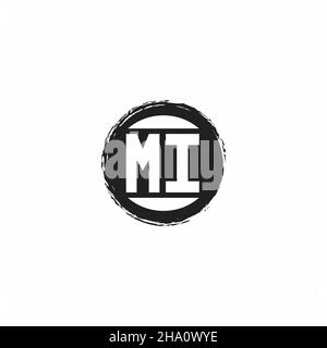 MI Logo Initial Letter Monogram with abstrac circle shape design template isolated in white background Stock Vector