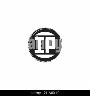 IP Logo Initial Letter Monogram with abstrac circle shape design template isolated in white background Stock Vector