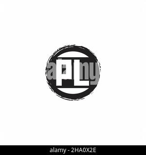 PL Logo Initial Letter Monogram with abstrac circle shape design template isolated in white background Stock Vector
