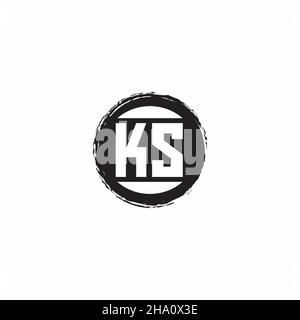 KS Logo Initial Letter Monogram with abstrac circle shape design template isolated in white background Stock Vector