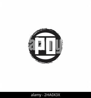 PO Logo Initial Letter Monogram with abstrac circle shape design template isolated in white background Stock Vector