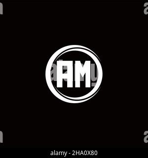 AM logo initial letter monogram with circle slice rounded design template isolated in black background Stock Vector