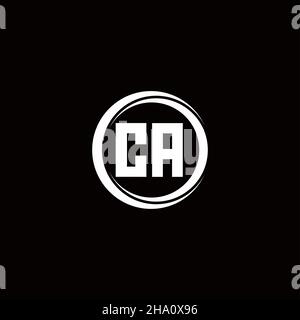 CA logo initial letter monogram with circle slice rounded design template isolated in black background Stock Vector