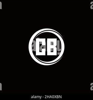 CB logo initial letter monogram with circle slice rounded design template isolated in black background Stock Vector
