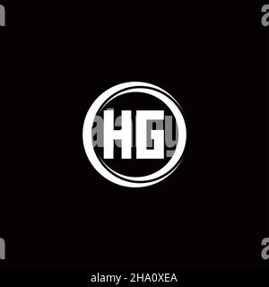 HG logo initial letter monogram with circle slice rounded design template isolated in black background Stock Vector