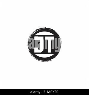 JT Logo Initial Letter Monogram with abstrac circle shape design template isolated in white background Stock Vector