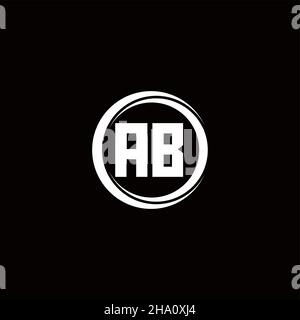 AB logo initial letter monogram with circle slice rounded design template isolated in black background Stock Vector