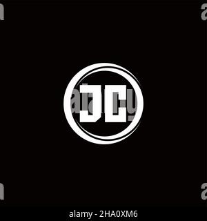 JC logo initial letter monogram with circle slice rounded design template isolated in black background Stock Vector